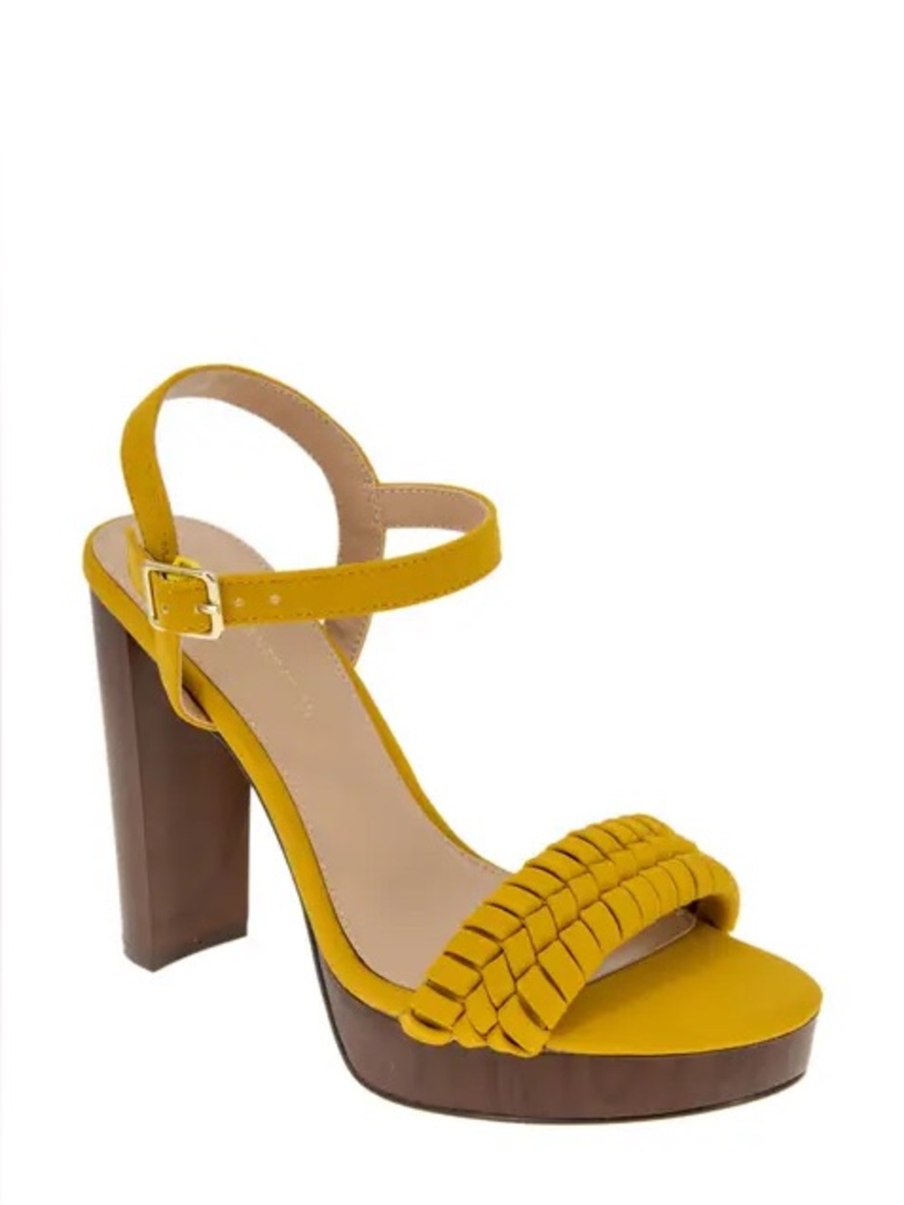 BCBGeneration yellow platform block high heels size 5
